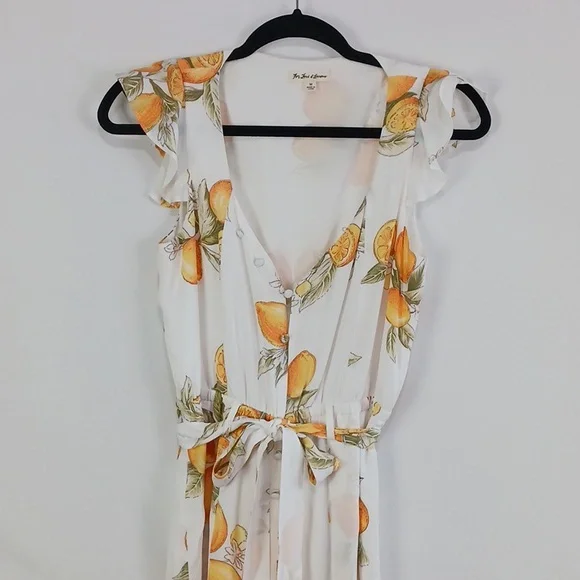 For Love And Lemons Wh Lemon Print W Belt Jumpsuit. - Picture 4 of 11